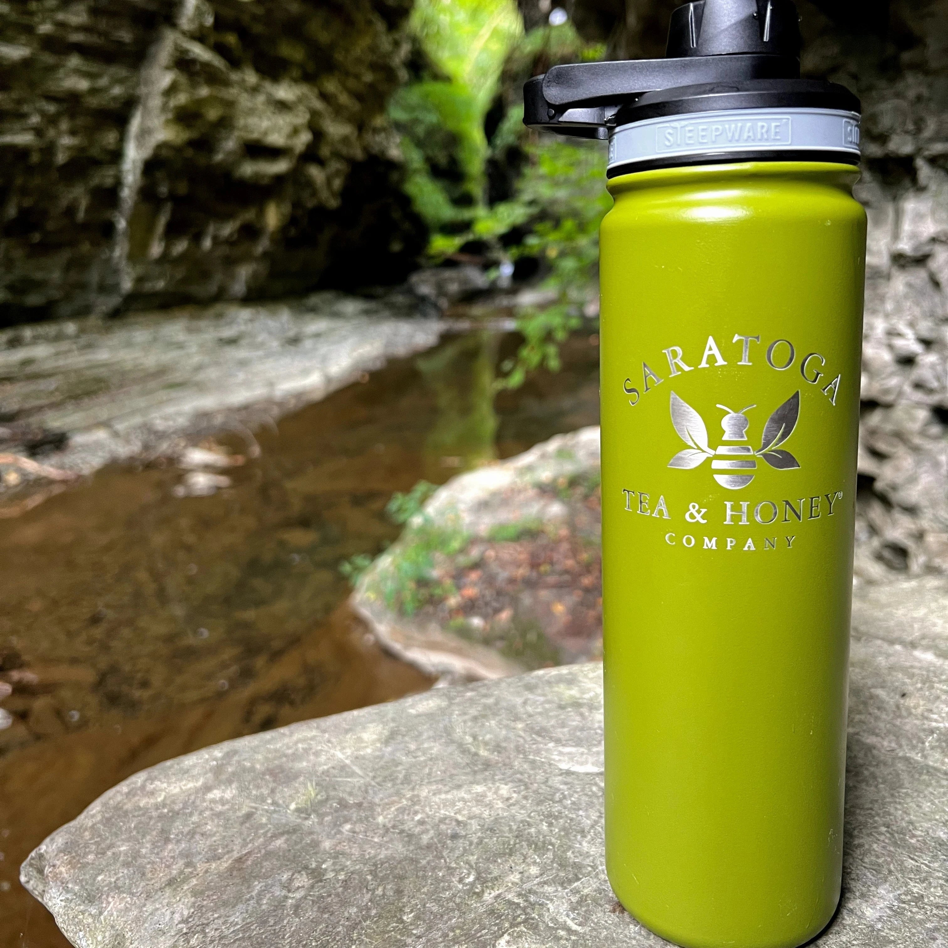 Saratoga Tea & Honey Co. Branded Steepware Tea Tumbler for To-Go Tea on-the-go at Watkins Glen State Park
