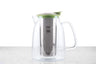 glass loose leaf teapot with green top