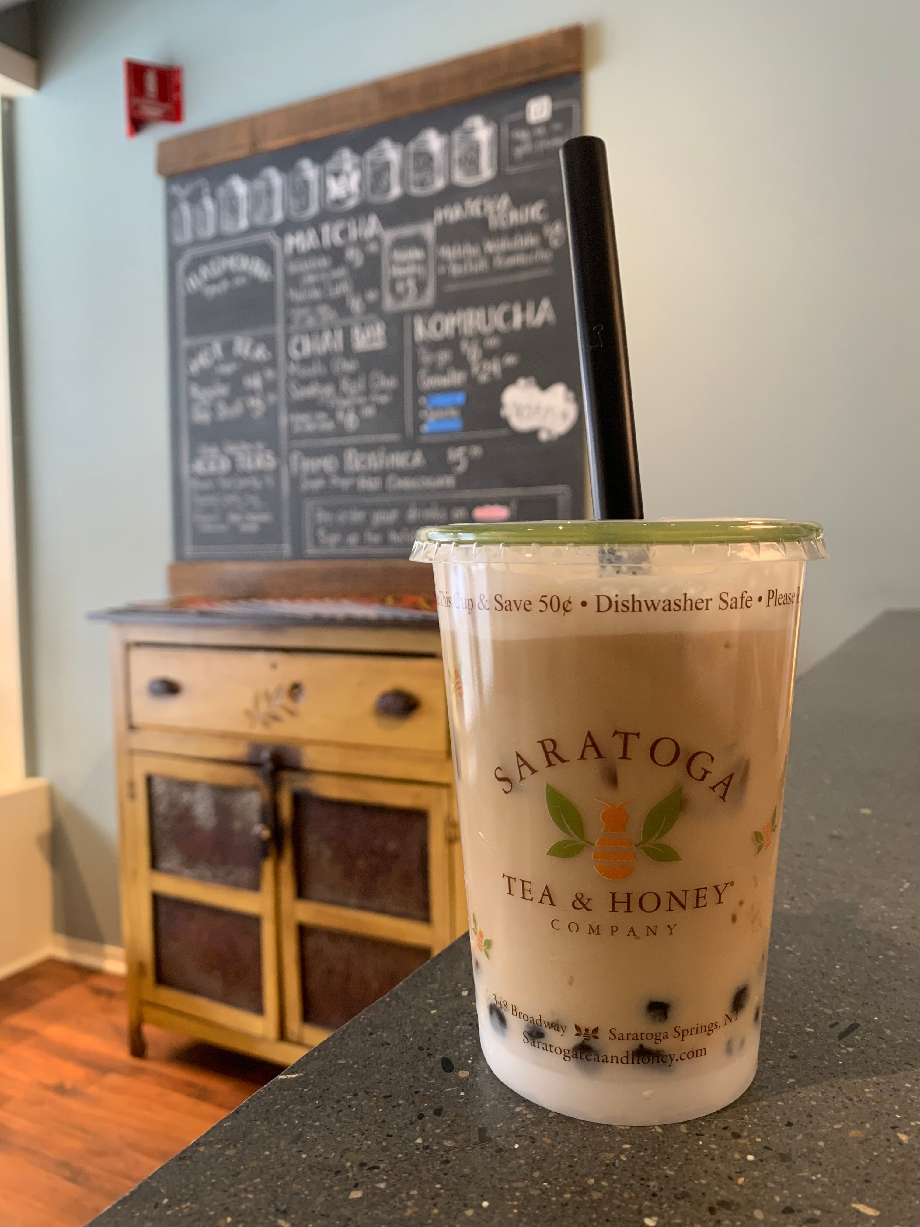 cup of boba tea at the tea bar