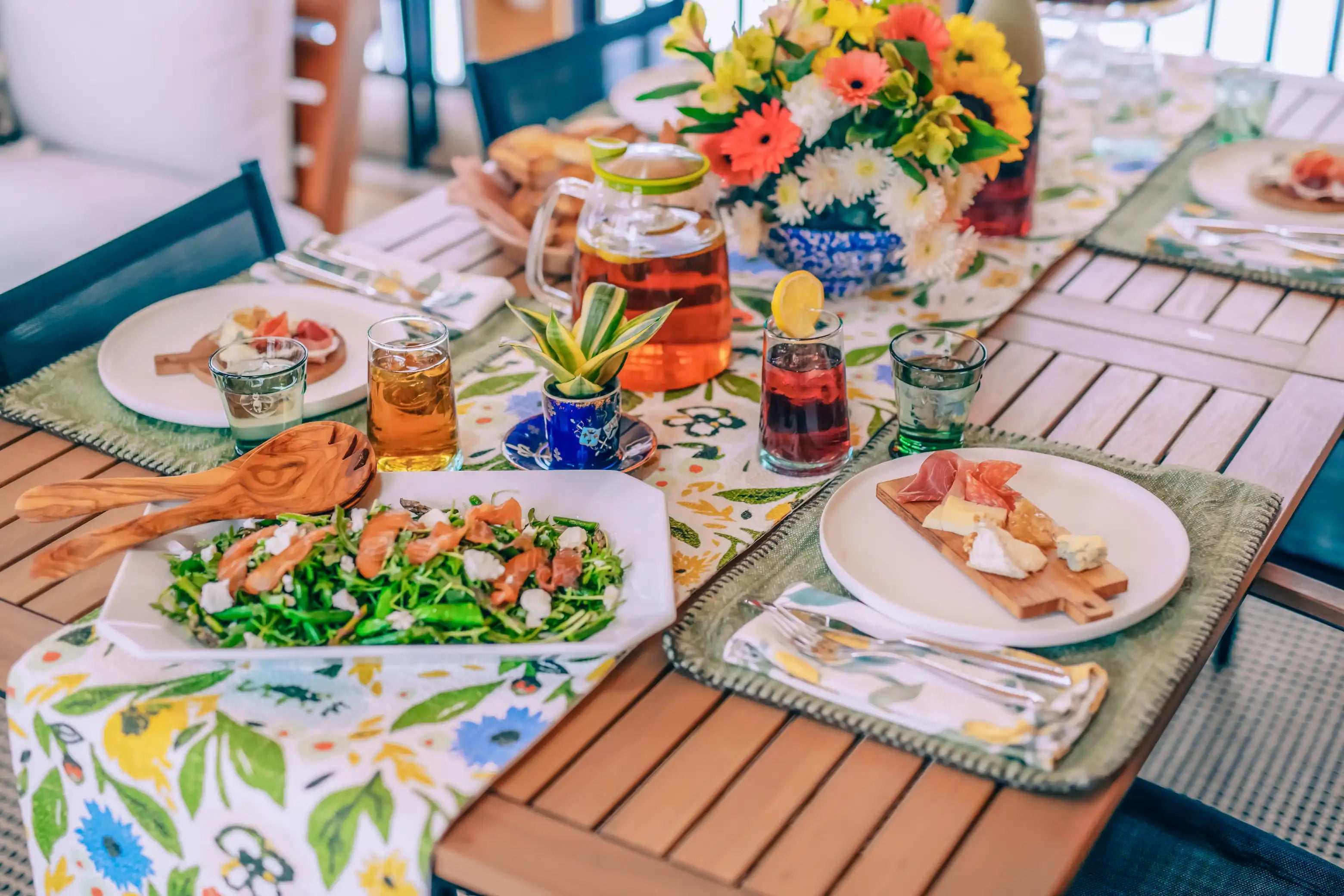 summer dinner party with iced tea