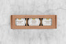 Sweater Weather 3-pack honey gift set of 3oz mini honeys. Includes Chocolate Honey, Orange Blossom Honey & Gingersnap Honey in a kraft gift box with window.