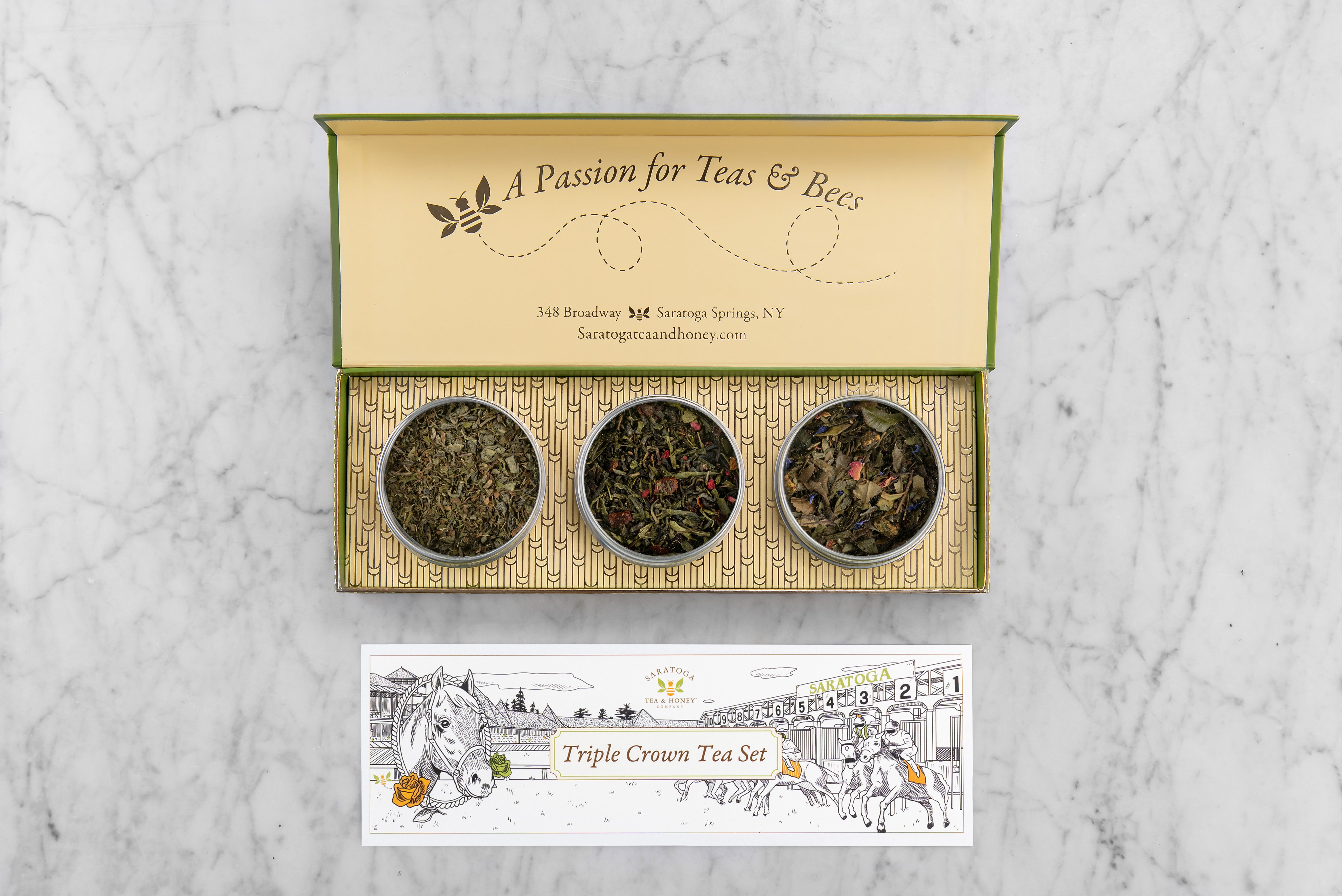 3 pack tea gift set featuring 3 triple crown themed teas