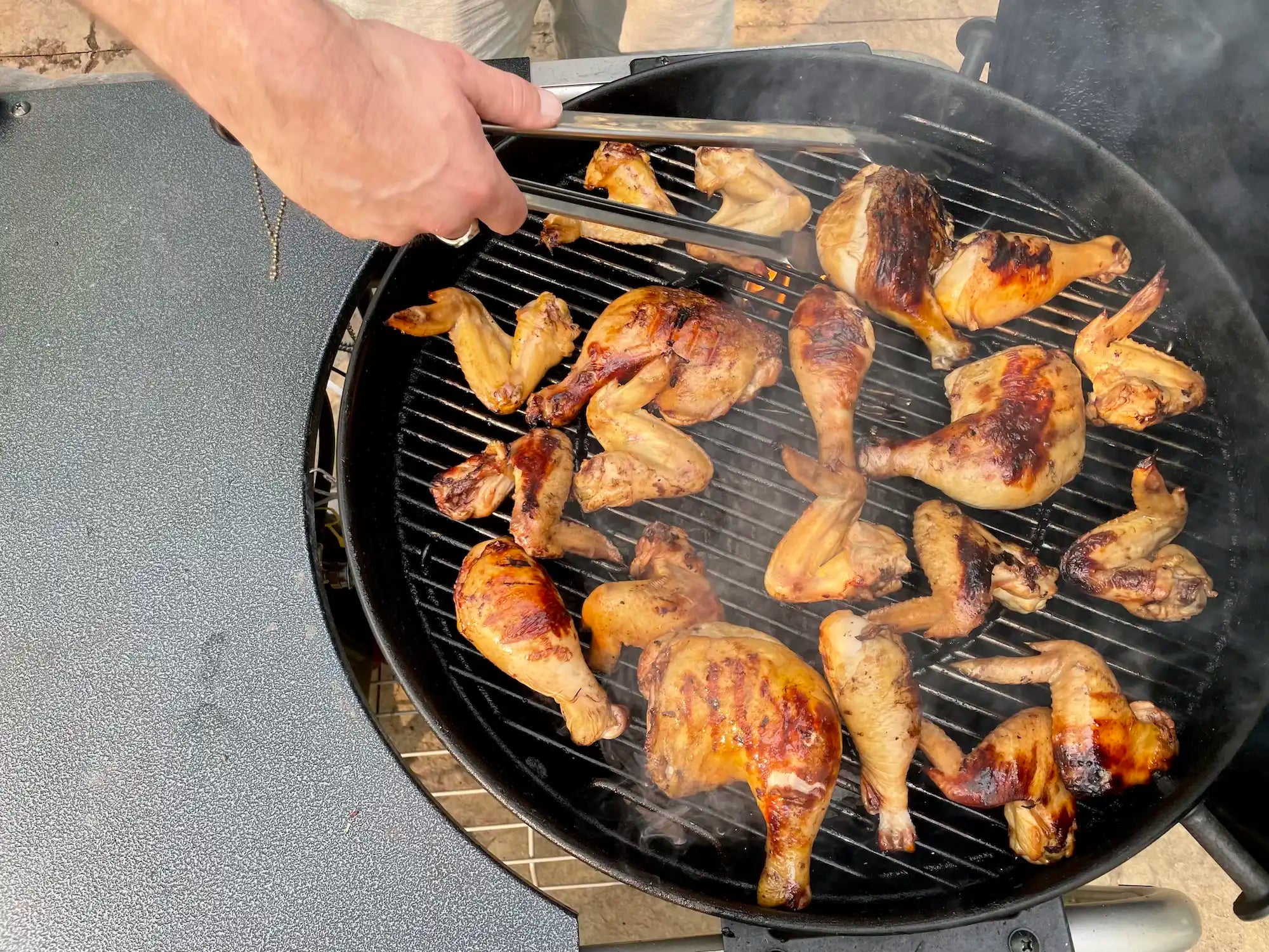 honey brined chicken on the grill