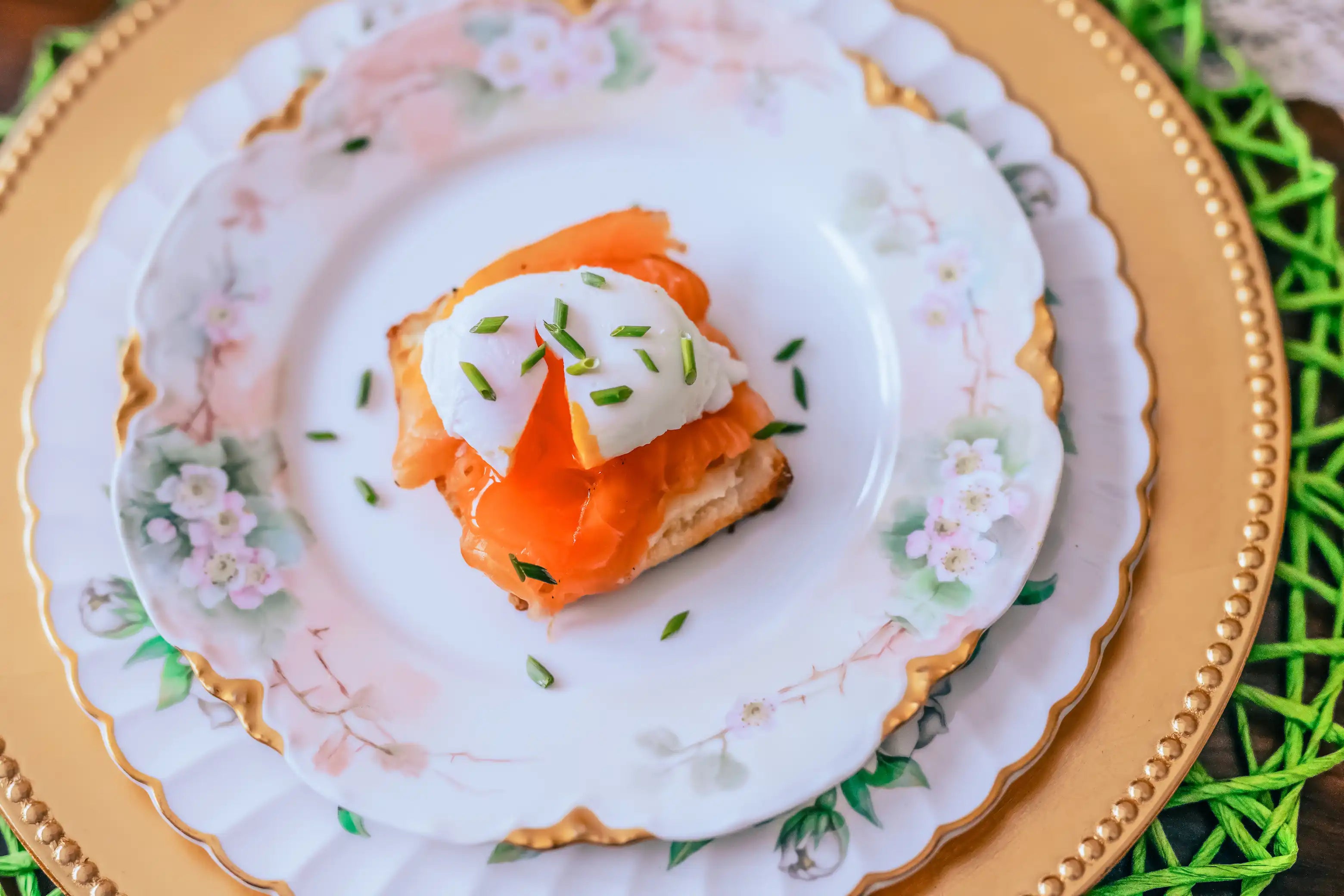 cured salmon and poached egg on a honey buttermilk biscuit