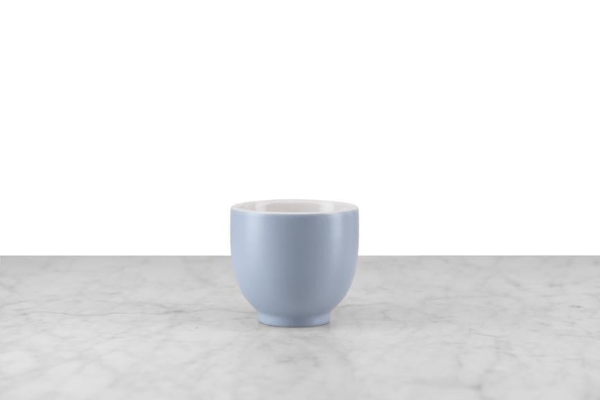 lavendar-gray tea cup without handle
