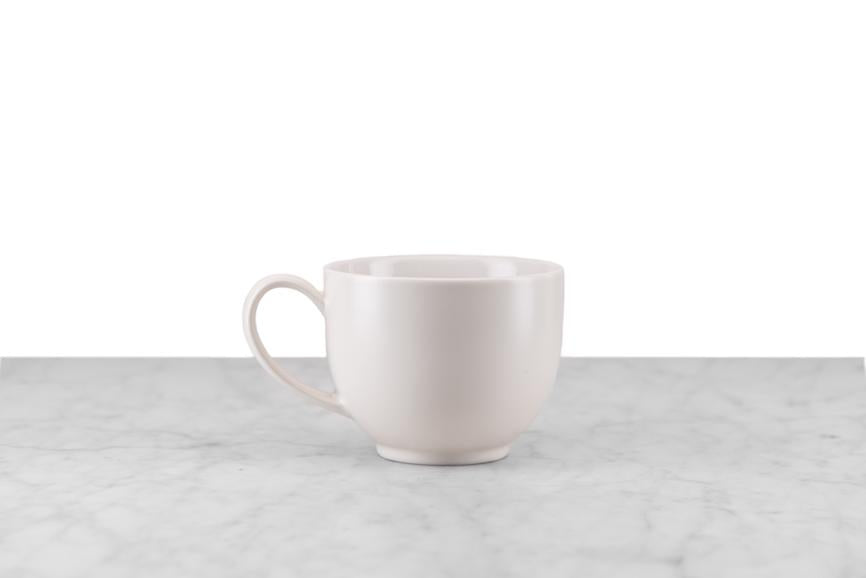 off-white handled tea mug