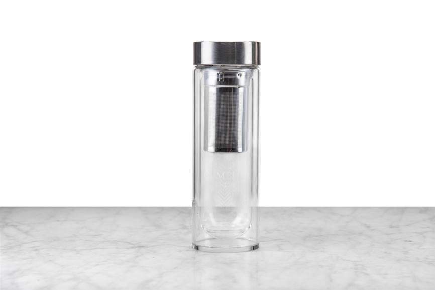 glass travel tumbler with tea infuser