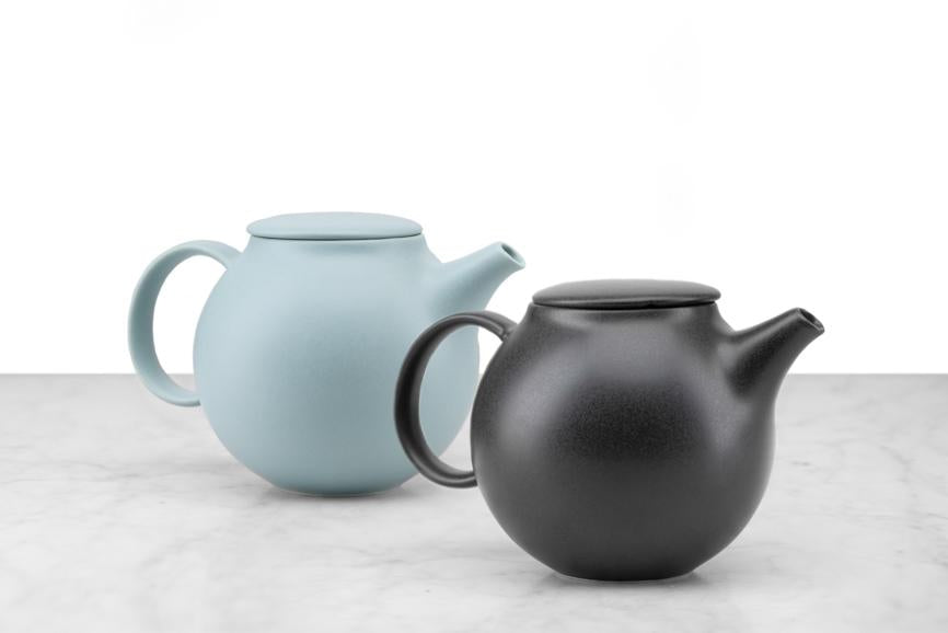 mint and black minimalist tea pots