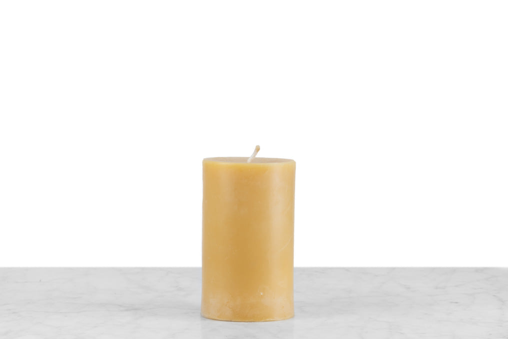 5" tall beeswax pillar candle