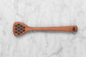 cherry wood honey dipper with laser cut saratoga tea and honey co tea bee motif