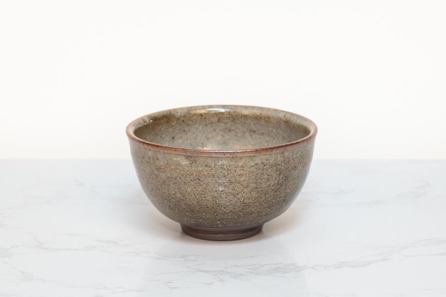 beige speckled tea bowl from local Catskills potter
