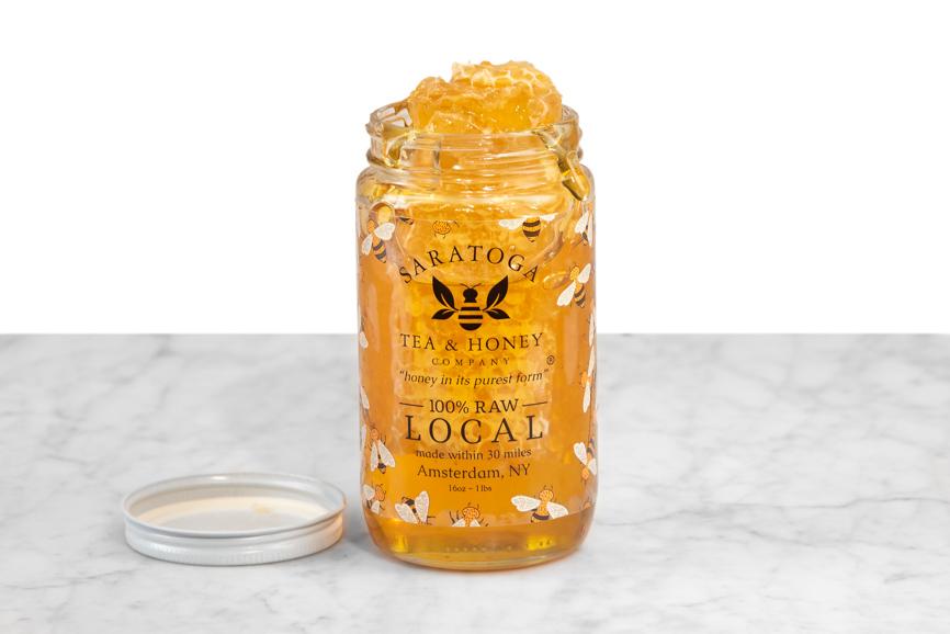 Jar of Saratoga Springs Wildflower Honey with Comb
