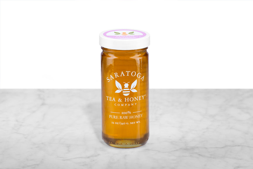 12 oz jar of Italian Honeysuckle Honey | Raw Honey from Saratoga Tea & Honey Co.