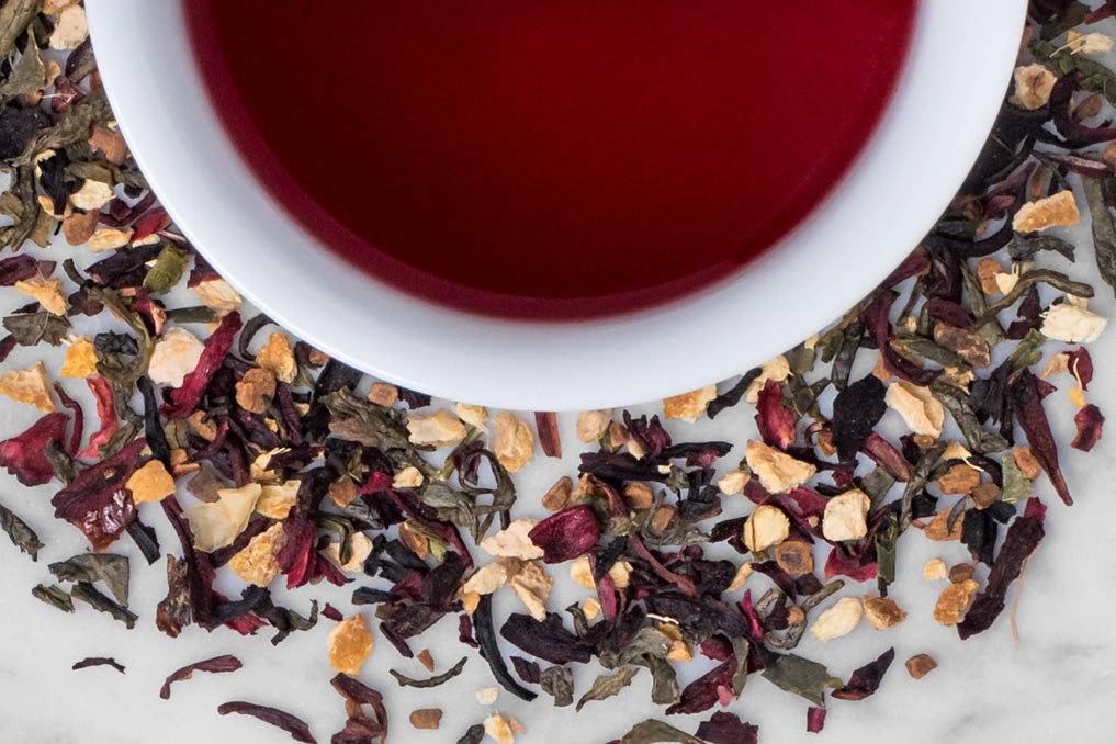 Joyful Joyful Loose Tea with Cup and Crimson Brewed Tea