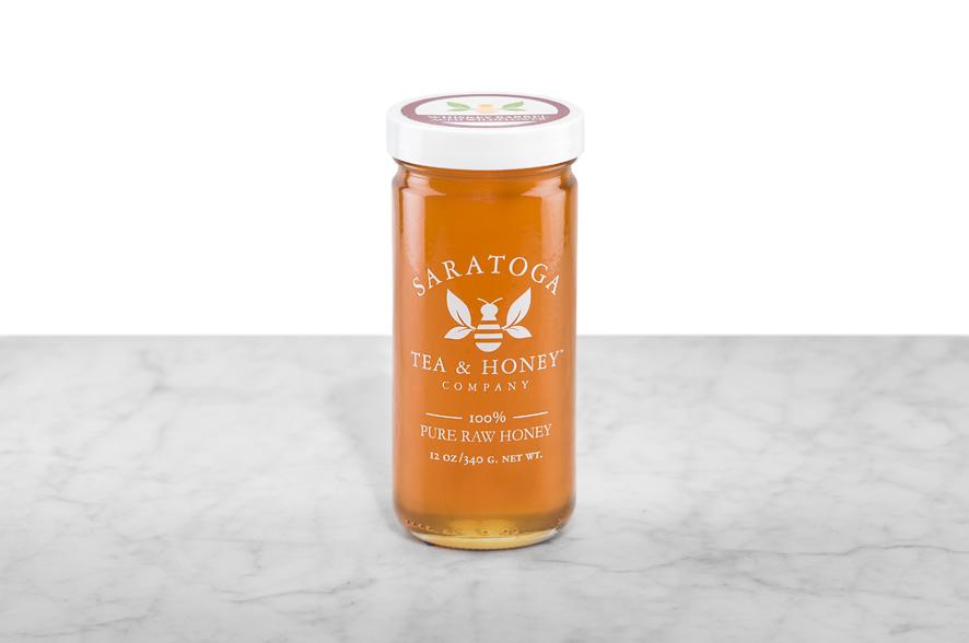 12oz Jar of Whiskey Barrel Aged Saratoga Wildflower Raw Honey