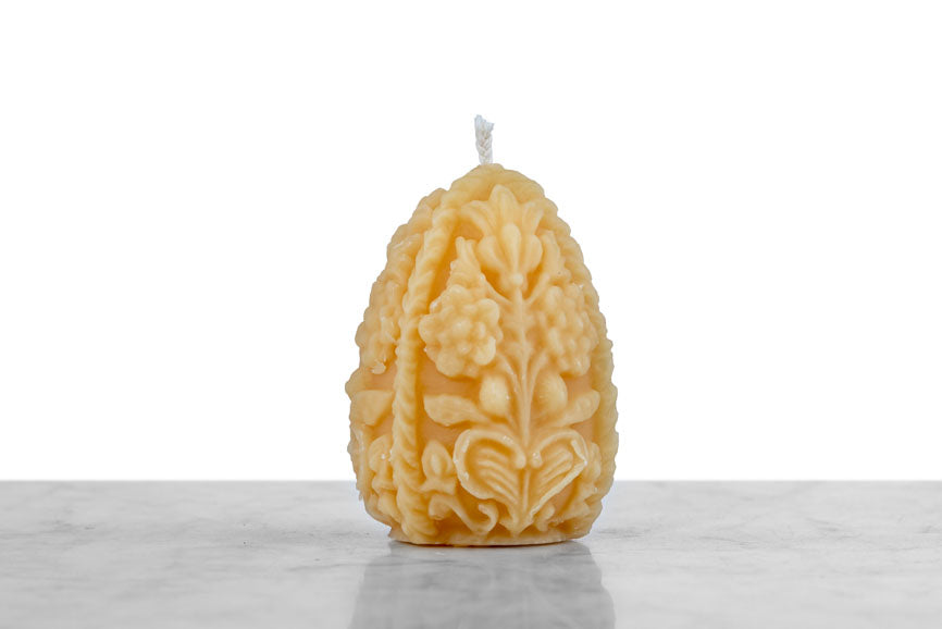 Beeswax Egg Floral Candle