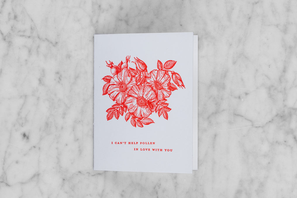 "I can't help pollen in love with you" greeting card